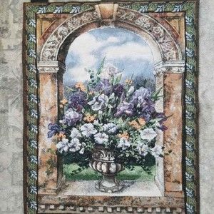 Floral Grandeur Wall Tapestry Arched Window 26"×37" by Seagull